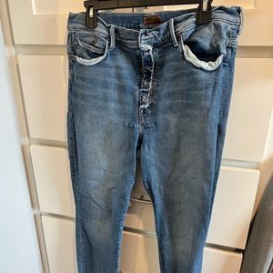 MOTHER The Fly Cut Stunner Fray Hem Ankle Jeans